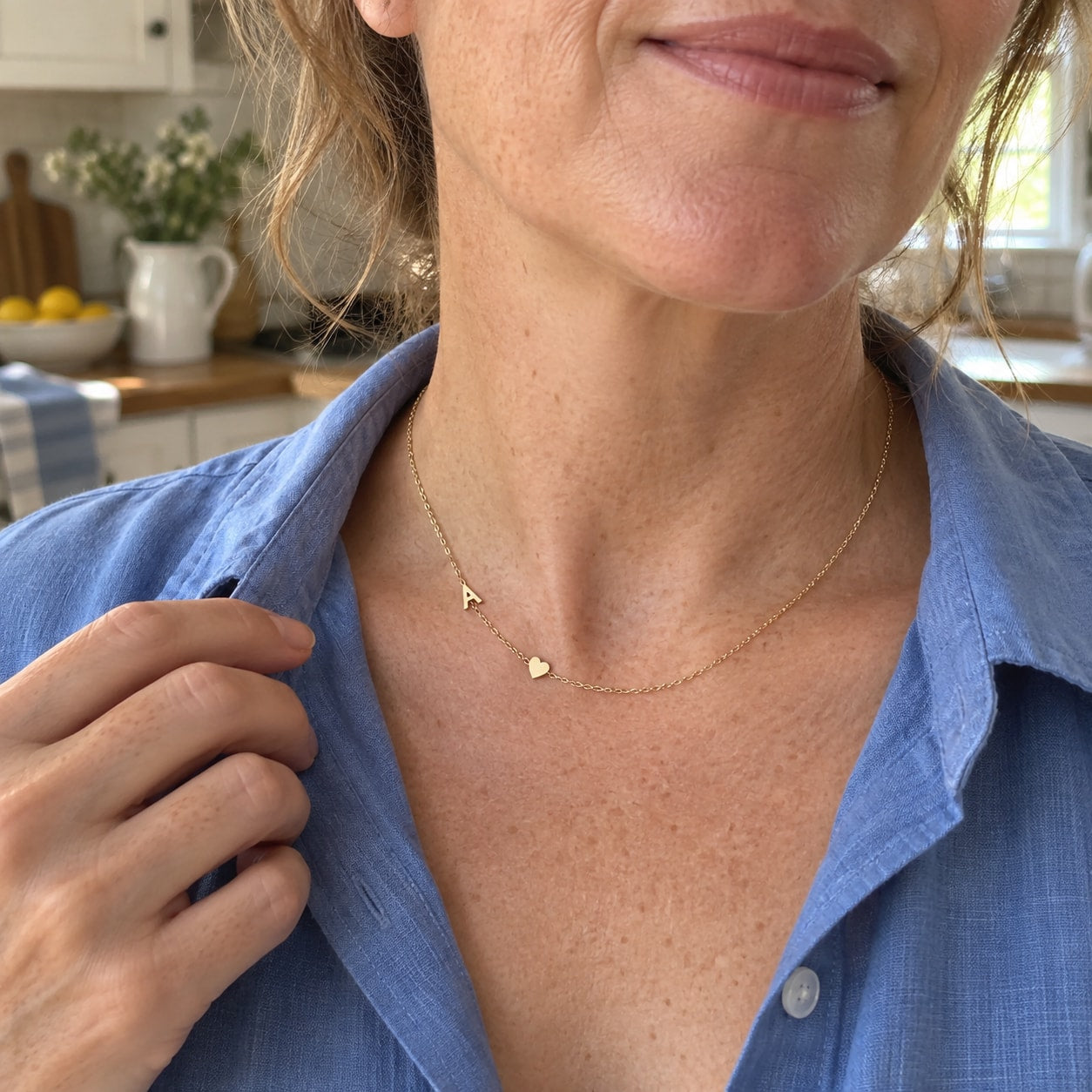 Personligt initialhalsband buret i vardagen – bild 2